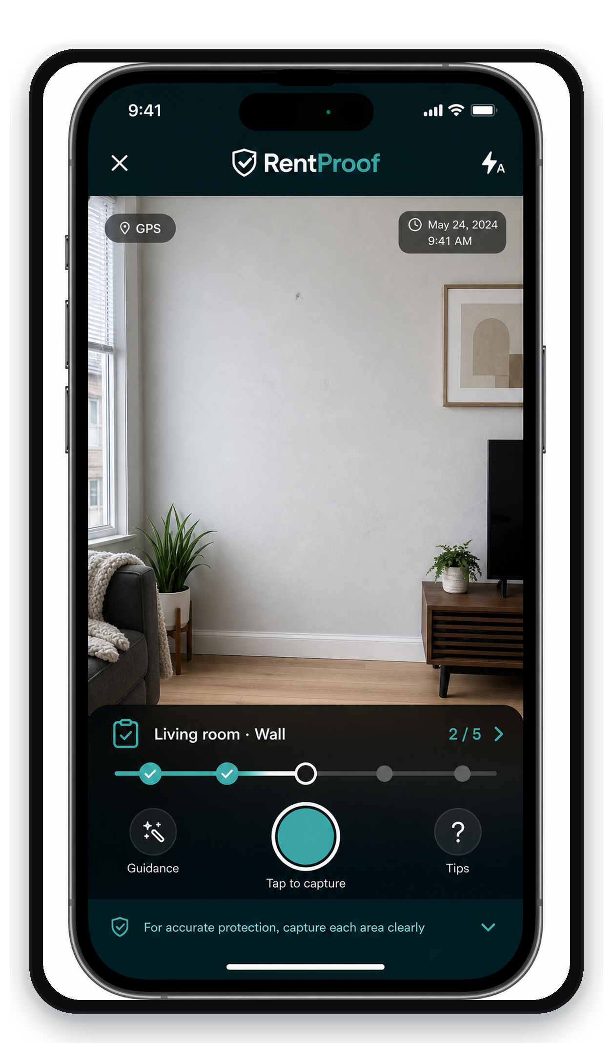 Live camera documentation walkthrough in RentProof